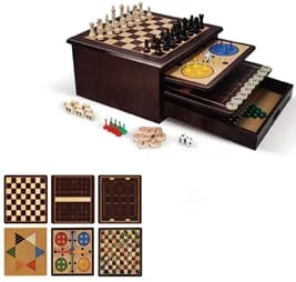 10-in-1 Multifunctional Board Game in Wooden Case