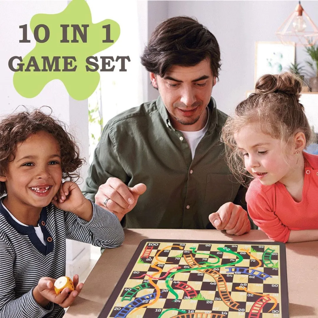 10-in-1 Multifunctional Board Game in Wooden Case