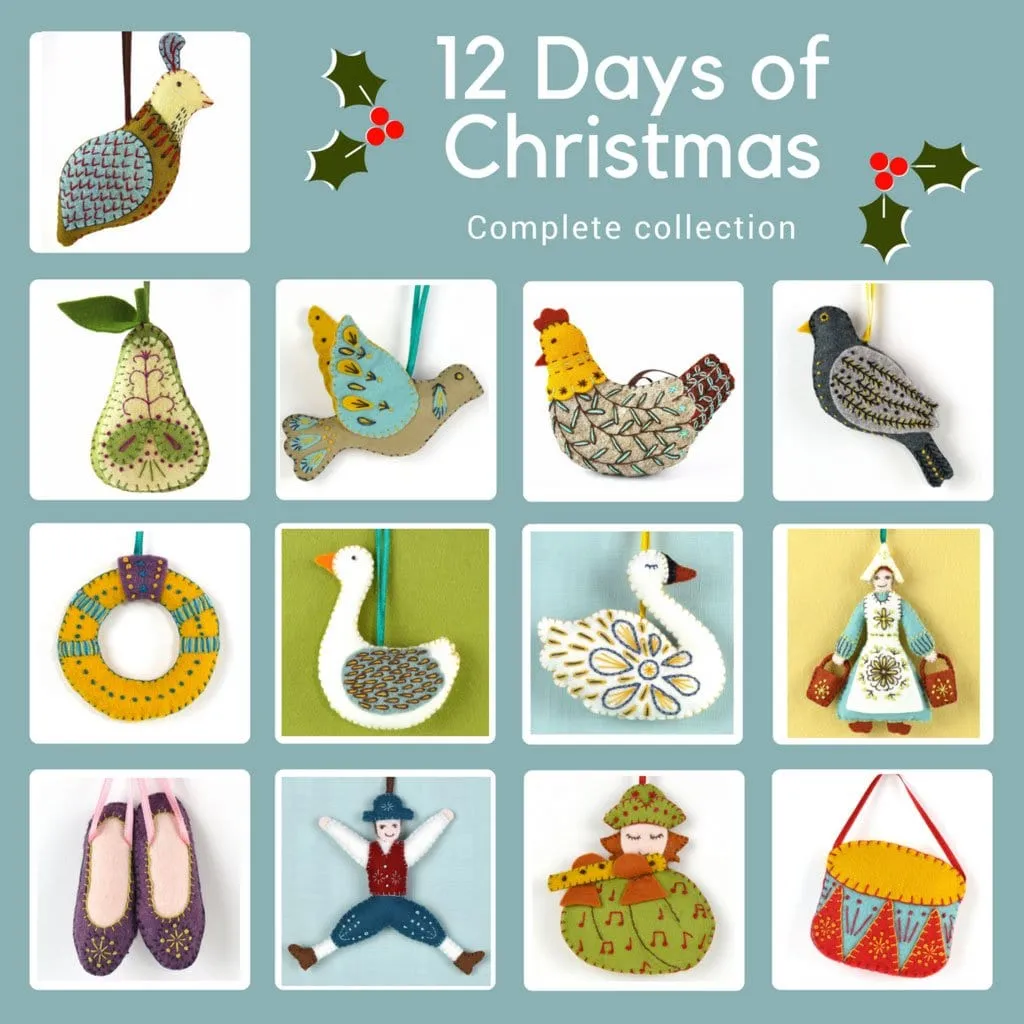12 Days of Christmas Embroidered Felt Decorations Book by Corinne Lapierre