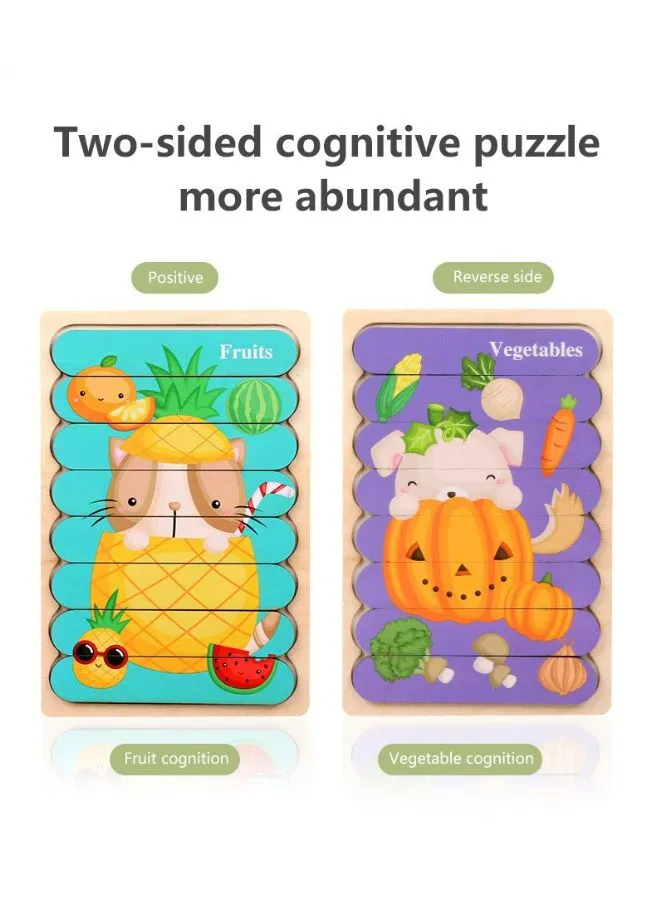 3D Double-sided Wooden Jigsaw Bar Puzzle Toy, School Bus/Ship