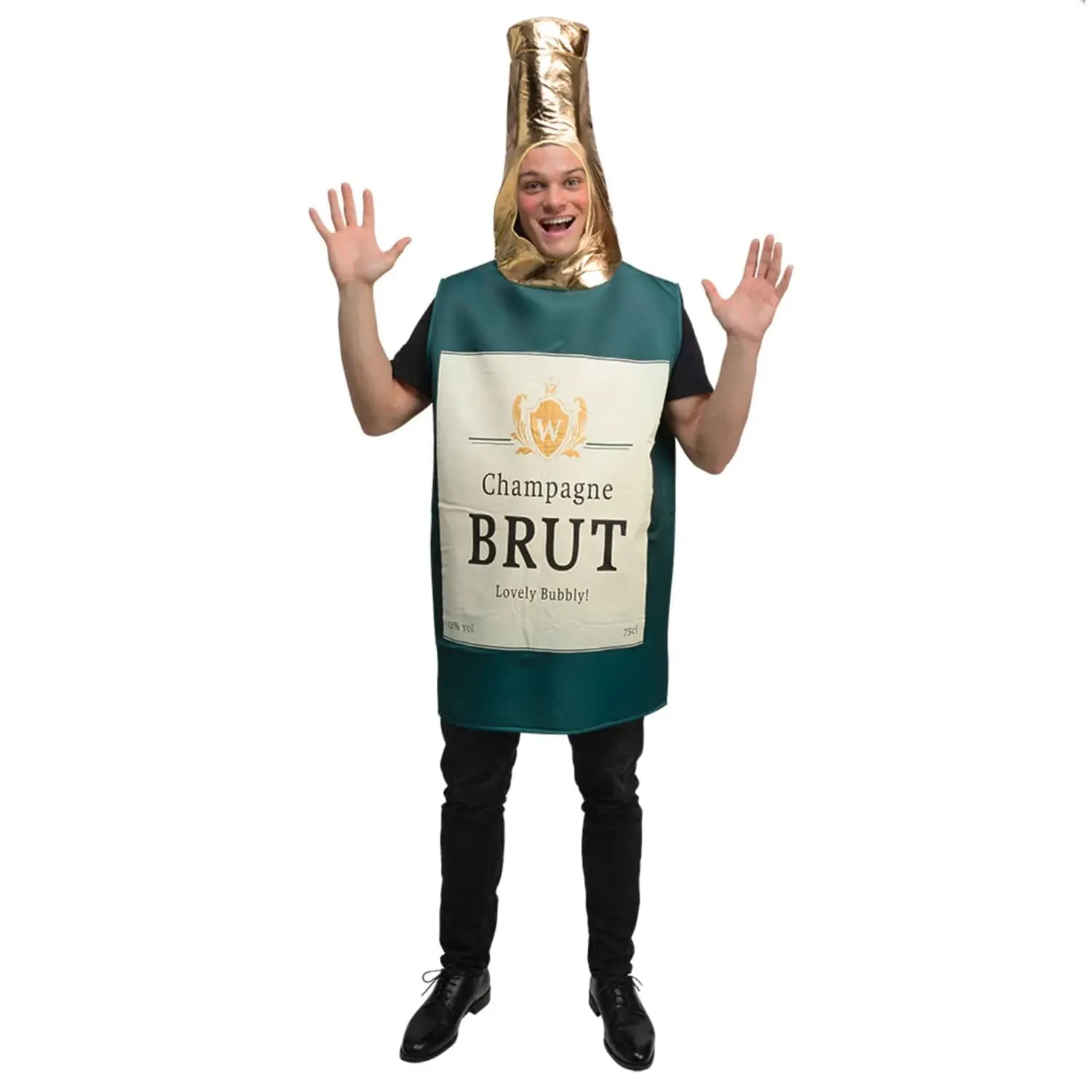 Adults Funny Champagne Bottle Drink Fancy Dress Costume One Size