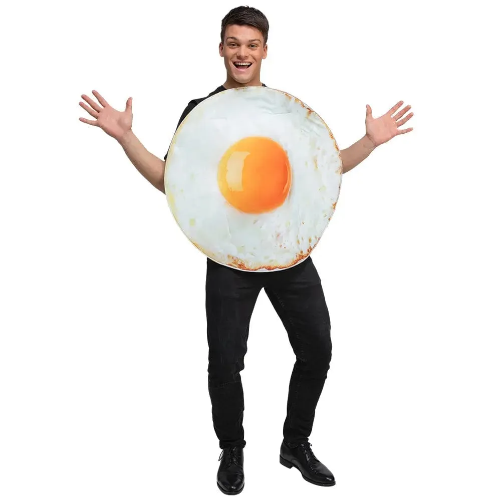 Adults Funny Fried Egg Food Drink Fancy Dress Costume One Size