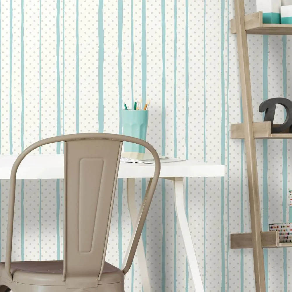 All Mixed Up Peel & Stick Wallpaper in Silver and Teal