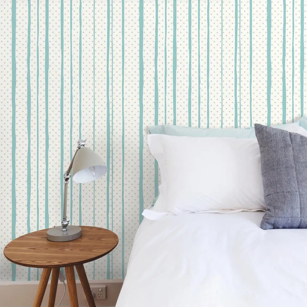All Mixed Up Peel & Stick Wallpaper in Silver and Teal