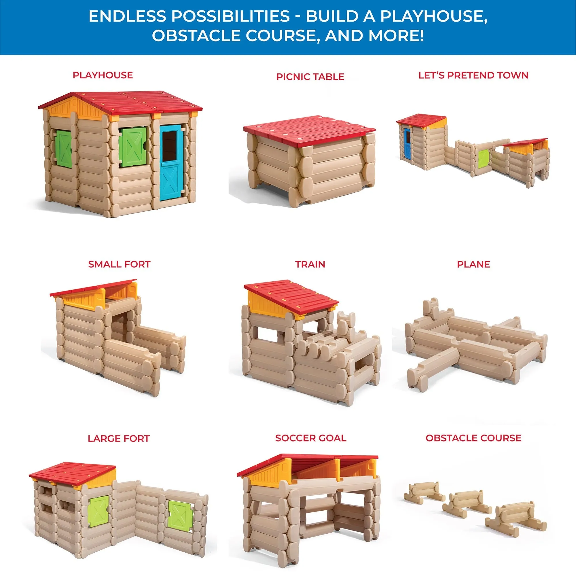 Big Builders Playhouse Tables & More™ 132 Piece Building Set