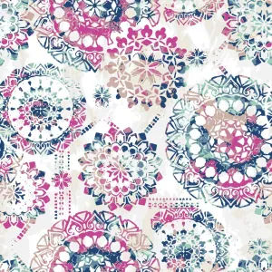 Bohemian Peel & Stick Wallpaper in Pink and Blue