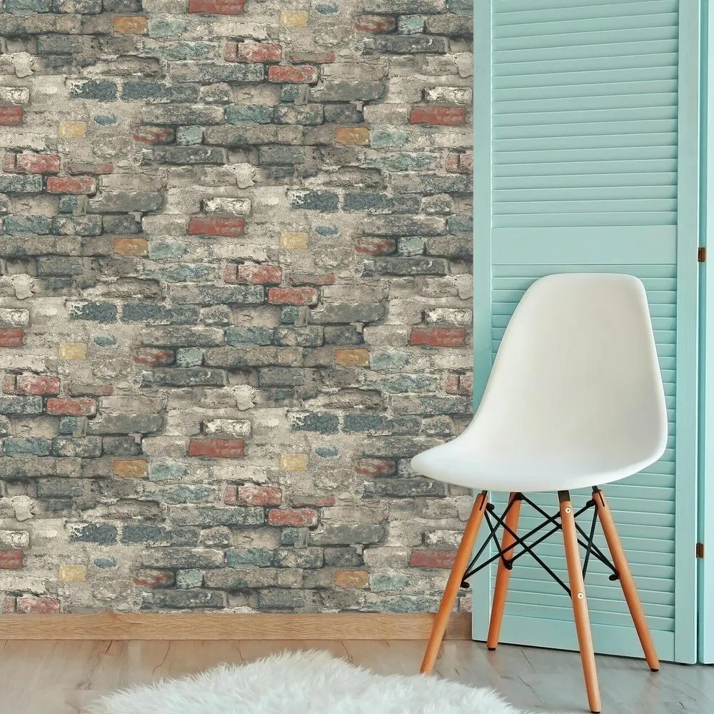 Brick Alley Peel & Stick Wallpaper in Blue