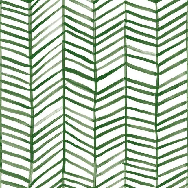 Cat Coquillette Herringbone Peel & Stick Wallpaper in Green