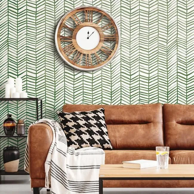 Cat Coquillette Herringbone Peel & Stick Wallpaper in Green