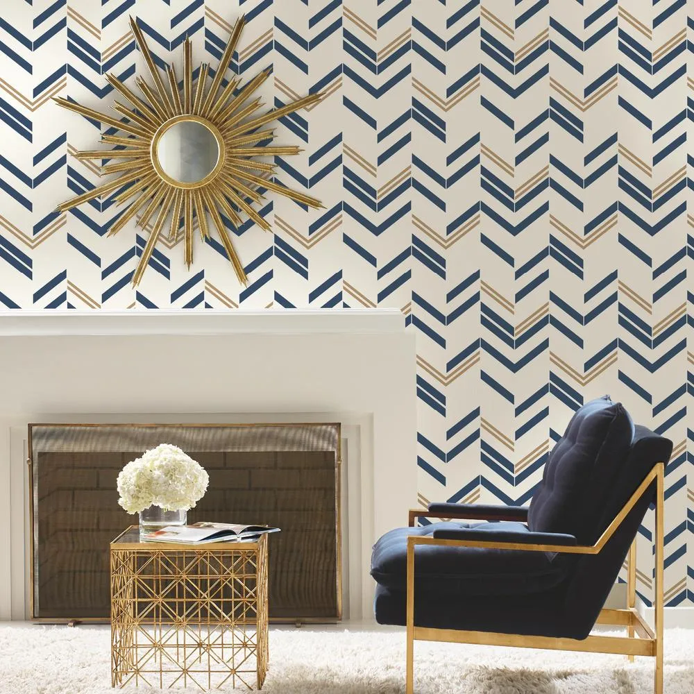Chevron Stripe Peel & Stick Wallpaper in Blue