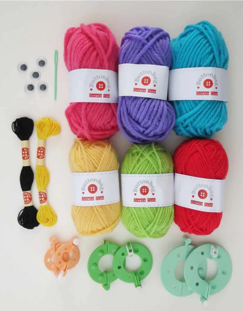 Children's Pom Pom Making Suitcase Kit, Buttonbag