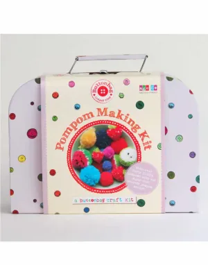 Children's Pom Pom Making Suitcase Kit, Buttonbag