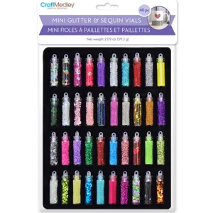 Craft Medley: Mini Glitter & Sequin Vials 40Pc Asst