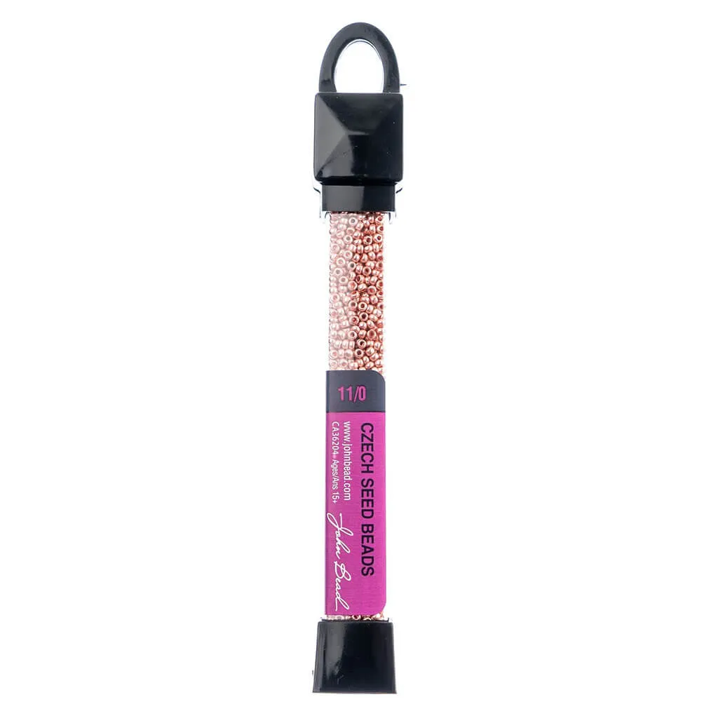 Czech Seed Beads 24g, Opaque Pink Metallic
