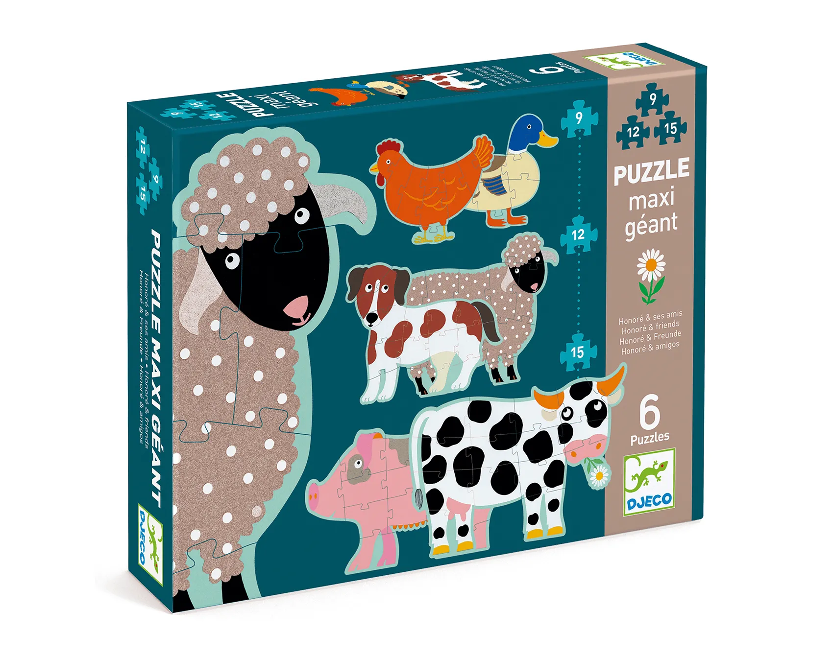 Farm Animals Progressive Floor Puzzles (6 pack) - 9-15 Pieces