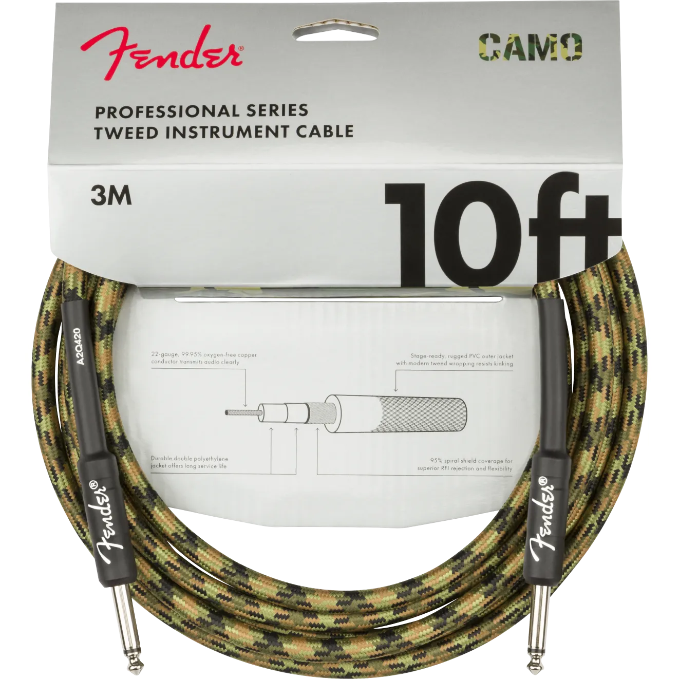 Fender Professional Series Cable, Camo 10ft