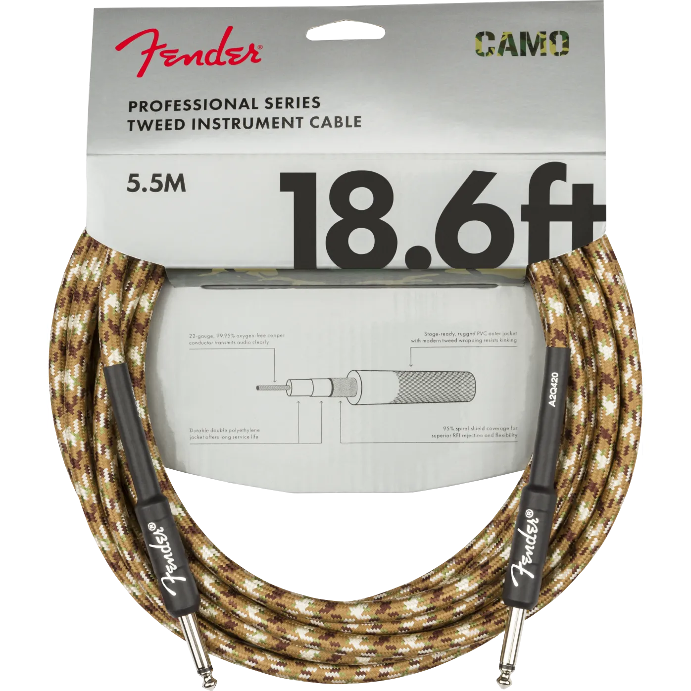 Fender Professional Series Cable, Camo 18.6ft