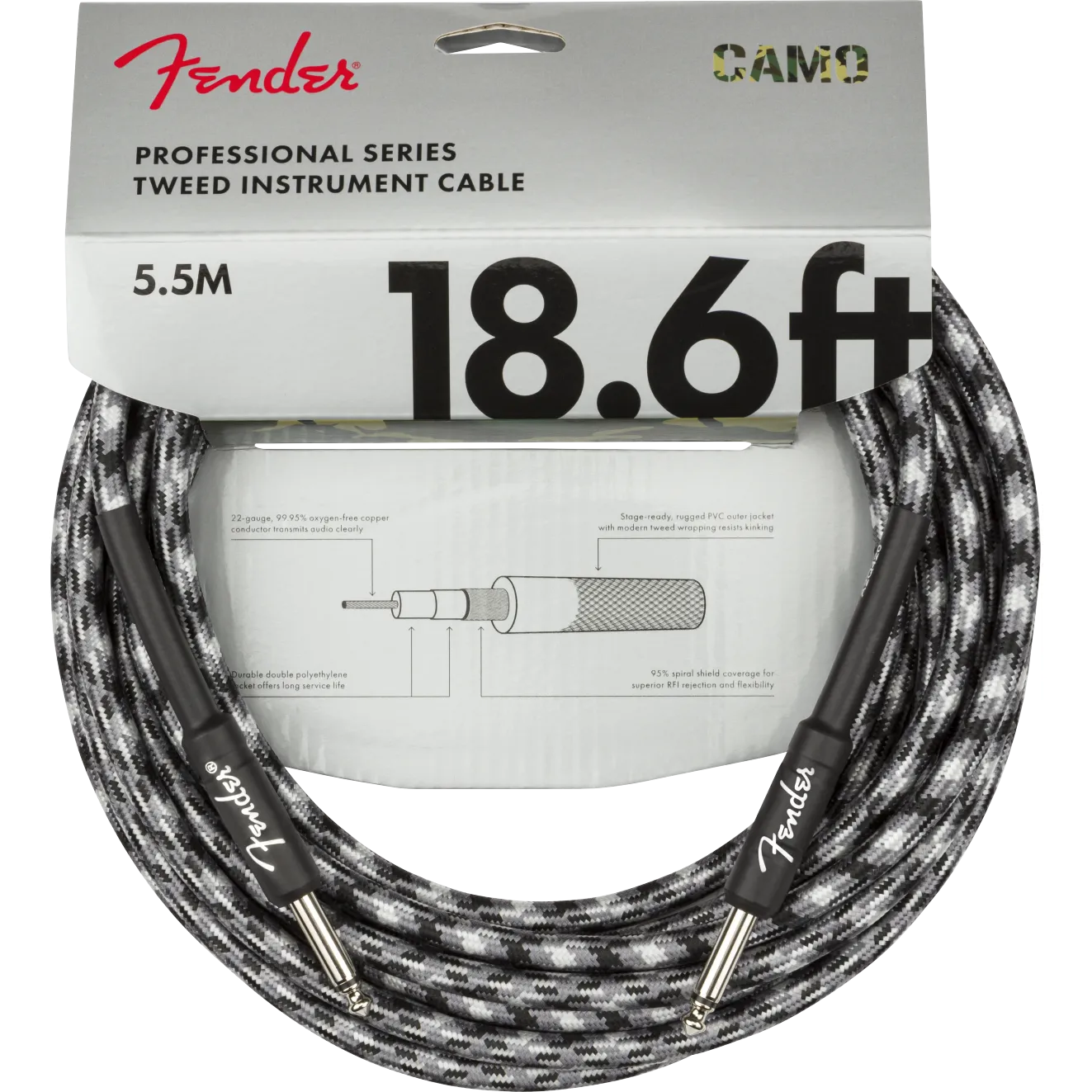 Fender Professional Series Cable, Camo 18.6ft