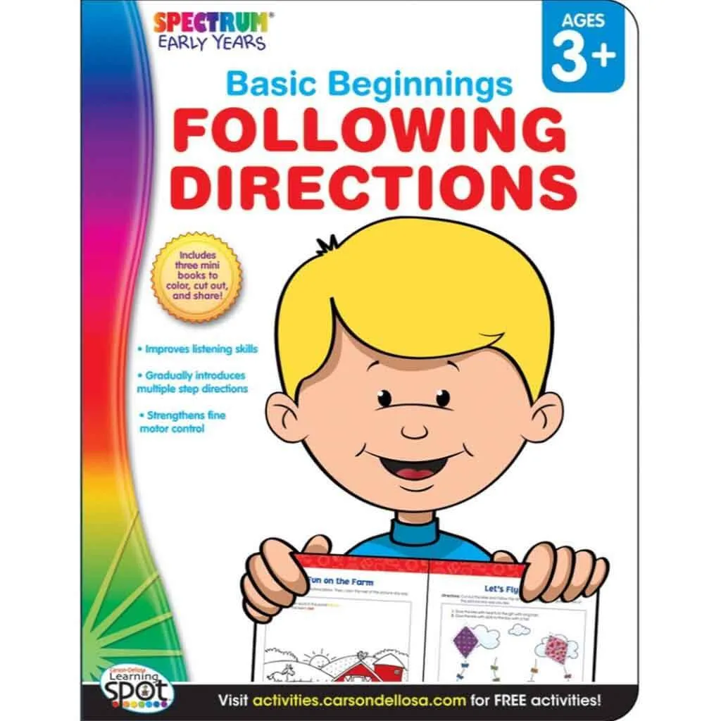 Following Directions Activity Book Grade Preschool-Kinder