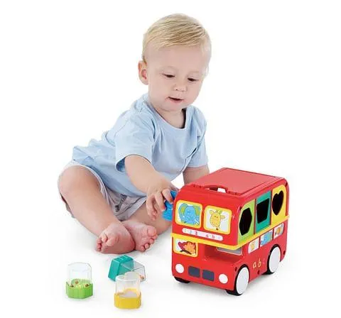 Funskool Giggles Shape Sorting Bus, Educational Push Along Toy with Blocks