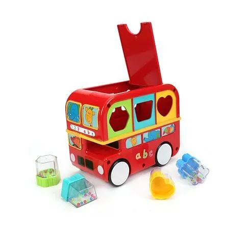 Funskool Giggles Shape Sorting Bus, Educational Push Along Toy with Blocks