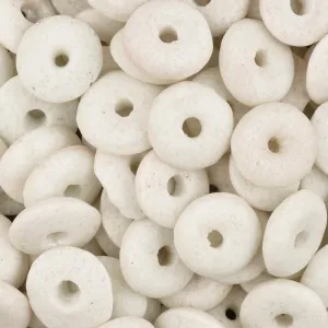 Glass Beads-14mm Pulverized Ashanti Saucer-Ghana-White-Quantity 5