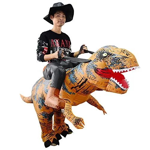Holiday Party Dinosaur Inflatable Half-Length Walking Tyrannosaurus Costume Brown