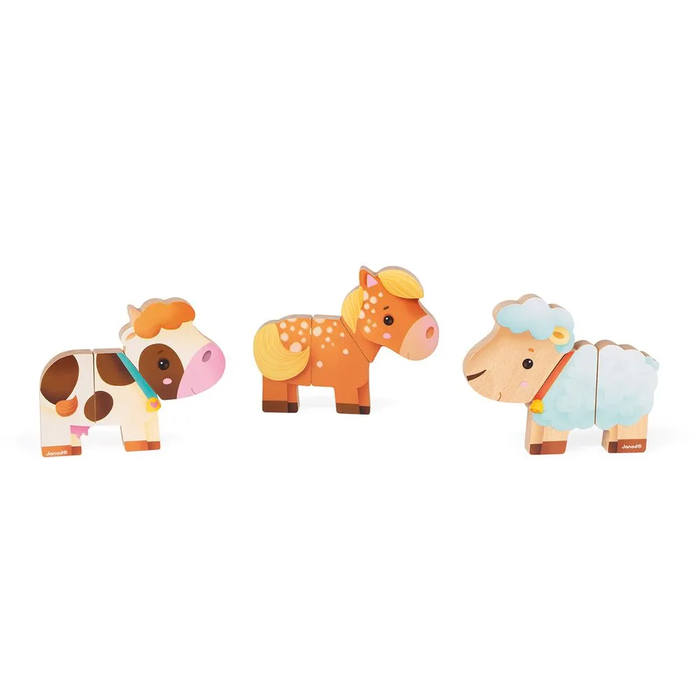 Janod Funny Magnets Wooden Toy - Farm