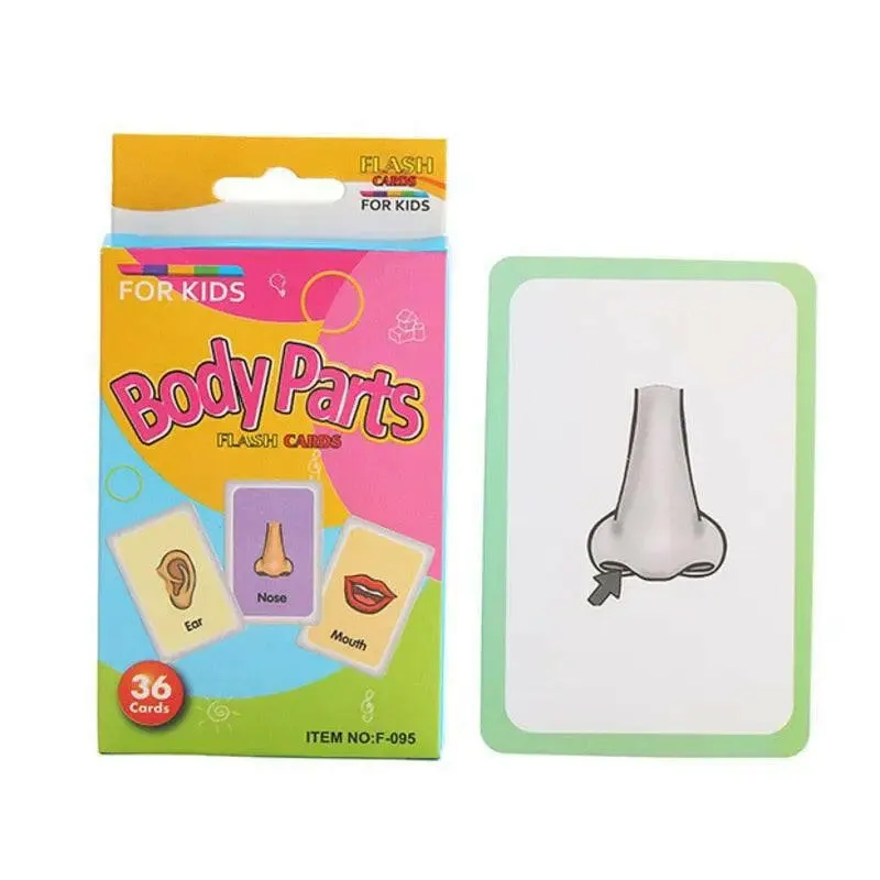 Kids Montessori Learning English Words Card Pocket Flash Cards