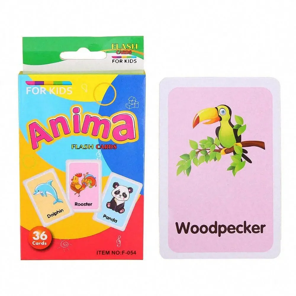 Kids Montessori Learning English Words Card Pocket Flash Cards