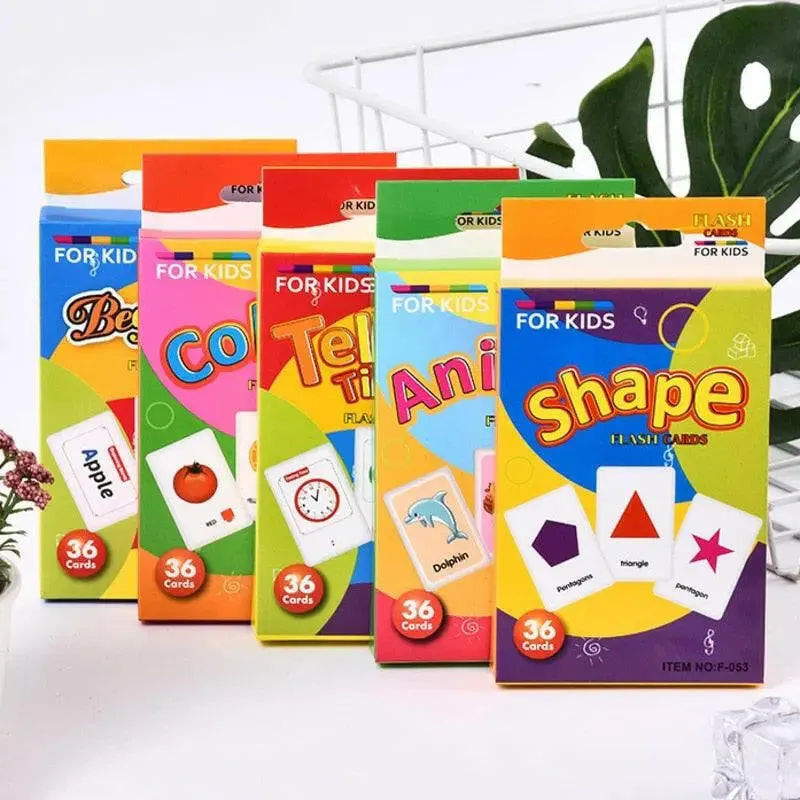Kids Montessori Learning English Words Card Pocket Flash Cards