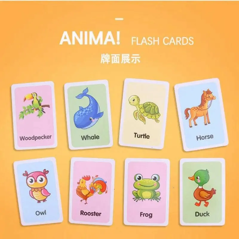 Kids Montessori Learning English Words Card Pocket Flash Cards