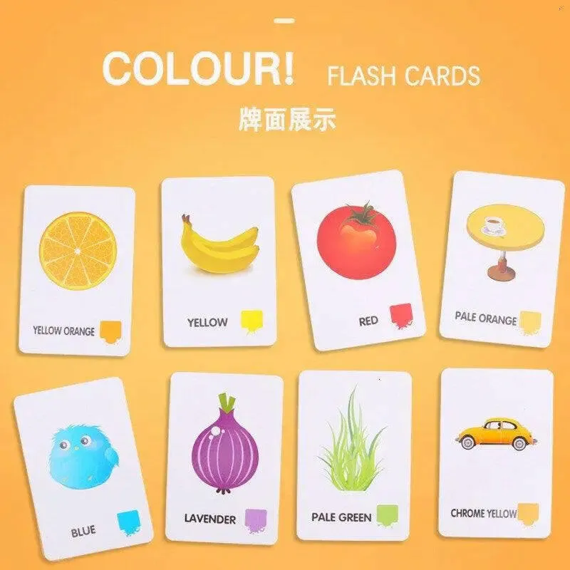 Kids Montessori Learning English Words Card Pocket Flash Cards