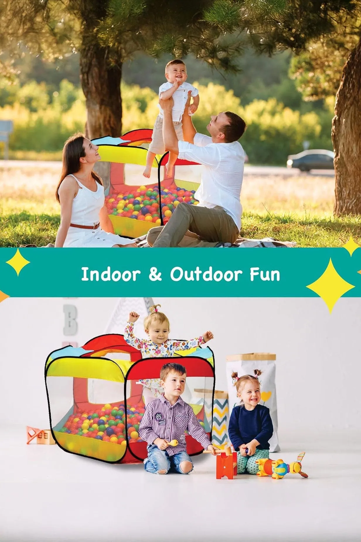 Kid's Six-Sided Black Border Playhouse Tent