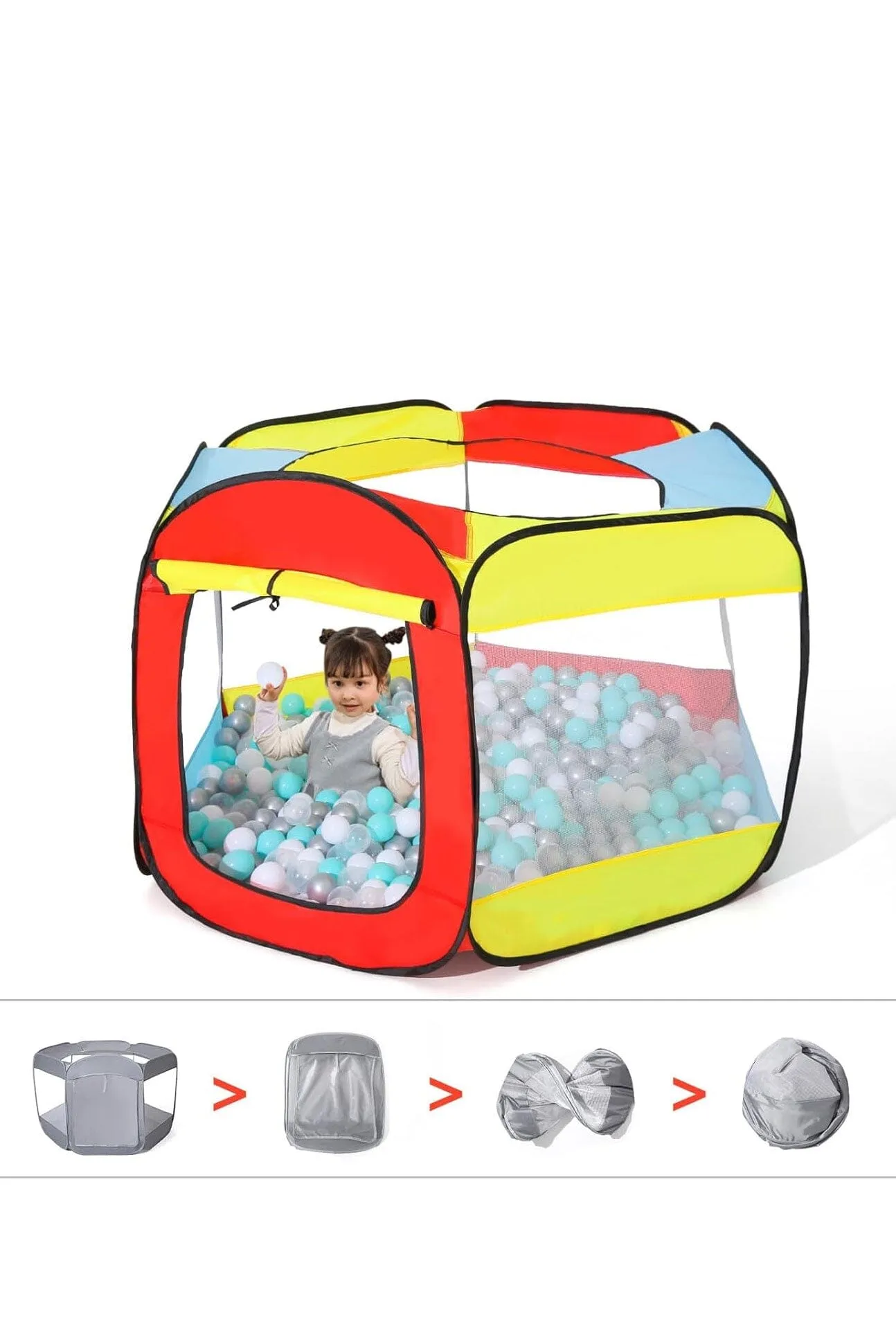 Kid's Six-Sided Black Border Playhouse Tent