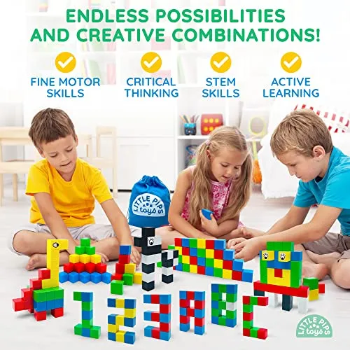 Little Pips Toys 50pcs Magnetic Blocks for Kids Ages 3 to 6 Motor Skills