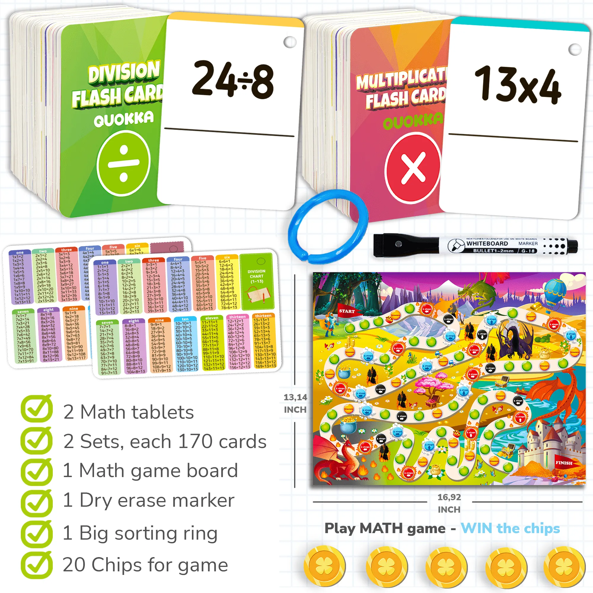 Math Games for Kids  | 340 Multiplication Division Flashcards