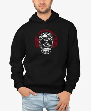 Men's hoodie music notes skull word art LA Pop Art, black