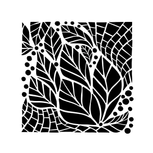 Mixed Media Stencil - Abstract Leaves, 6 x 6 in.