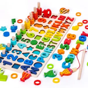 Montessori Geometric Cognition Counting Alphabet Learning Game Kids Math Developing Toys For Children Early Educational Toys