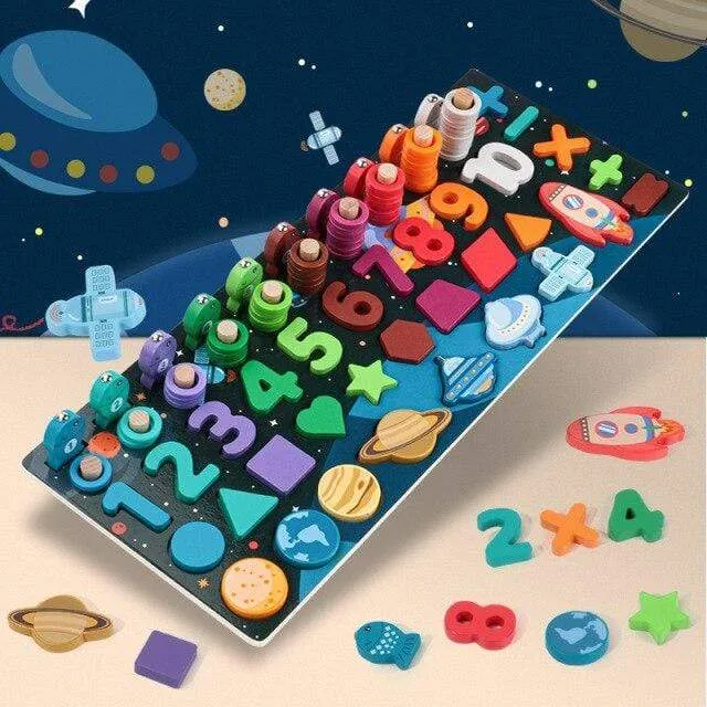 Montessori Geometric Cognition Counting Alphabet Learning Game Kids Math Developing Toys For Children Early Educational Toys