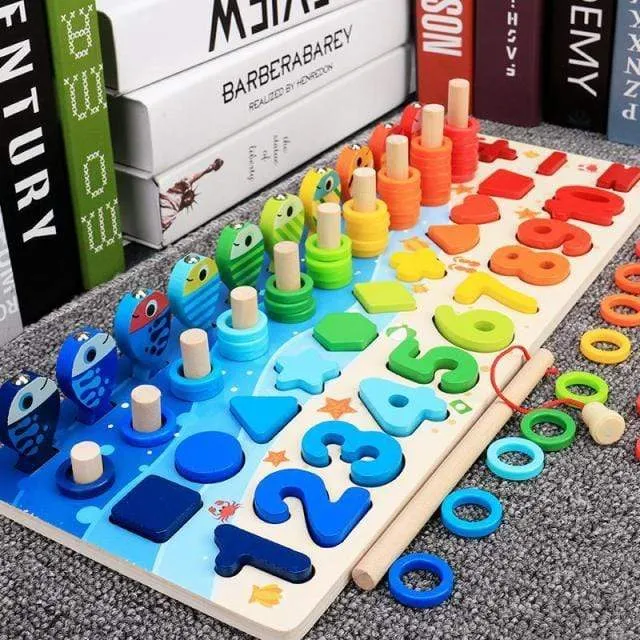 Montessori Geometric Cognition Counting Alphabet Learning Game Kids Math Developing Toys For Children Early Educational Toys