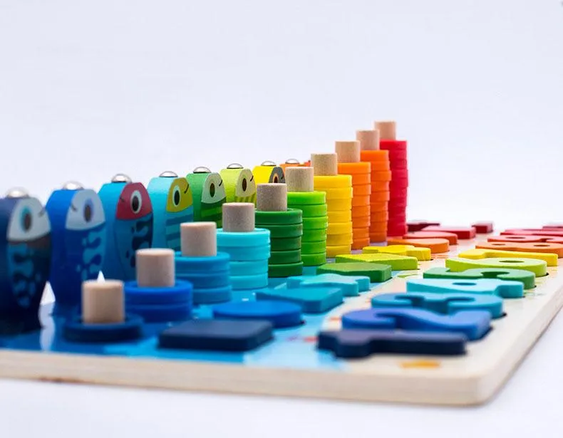 Montessori Geometric Cognition Counting Alphabet Learning Game Kids Math Developing Toys For Children Early Educational Toys