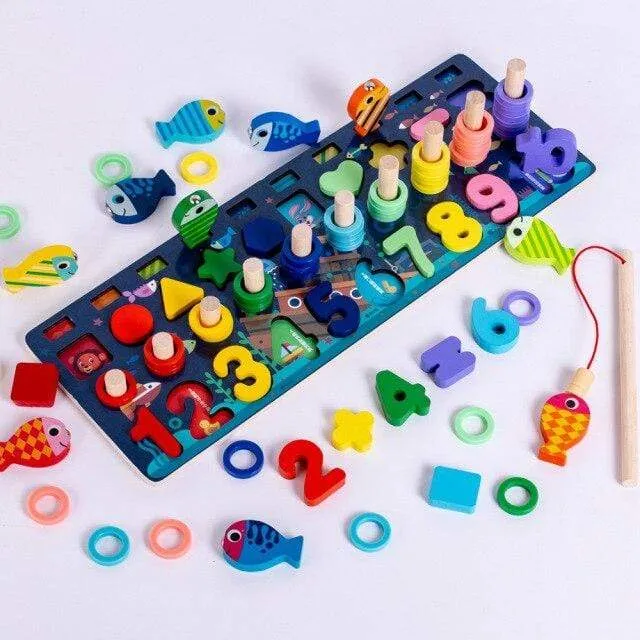 Montessori Geometric Cognition Counting Alphabet Learning Game Kids Math Developing Toys For Children Early Educational Toys