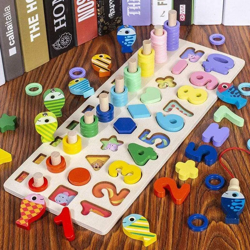 Montessori Geometric Cognition Counting Alphabet Learning Game Kids Math Developing Toys For Children Early Educational Toys