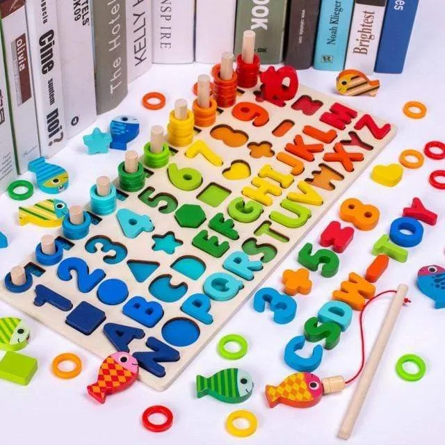 Montessori Geometric Cognition Counting Alphabet Learning Game Kids Math Developing Toys For Children Early Educational Toys