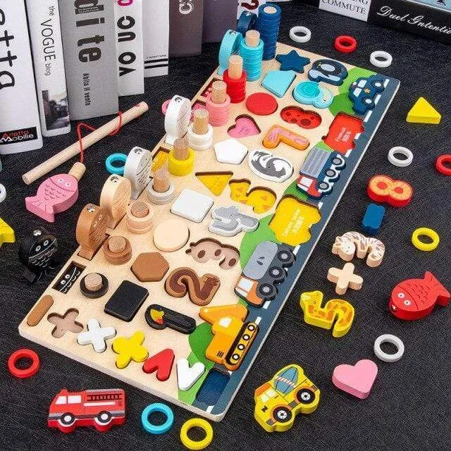Montessori Geometric Cognition Counting Alphabet Learning Game Kids Math Developing Toys For Children Early Educational Toys