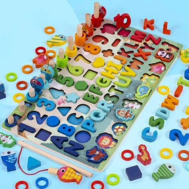 Montessori Geometric Cognition Counting Alphabet Learning Game Kids Math Developing Toys For Children Early Educational Toys