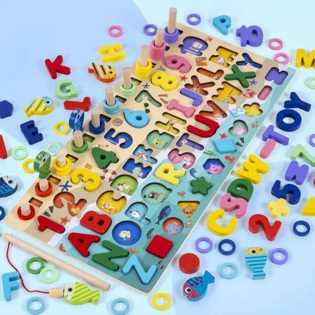 Montessori Geometric Cognition Counting Alphabet Learning Game Kids Math Developing Toys For Children Early Educational Toys