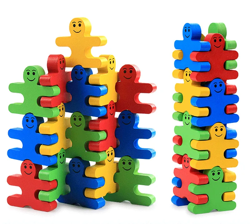 Montessori toys Wooden Educational Toys for children early learning materials baby intelligence balance villain games 16pcs / set